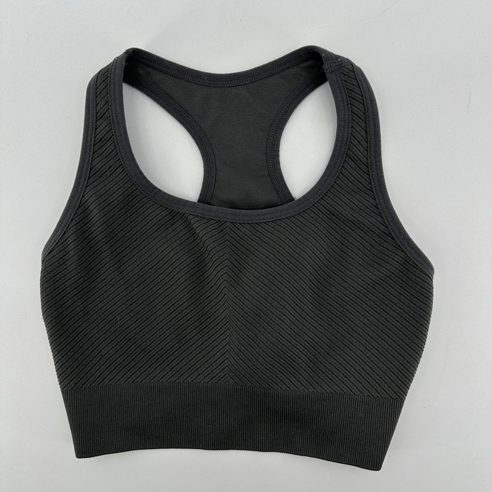 Member's Mark Seamless Racerback Sports Bra Charcoal Grey Ribbed MMF23RCBK01 S